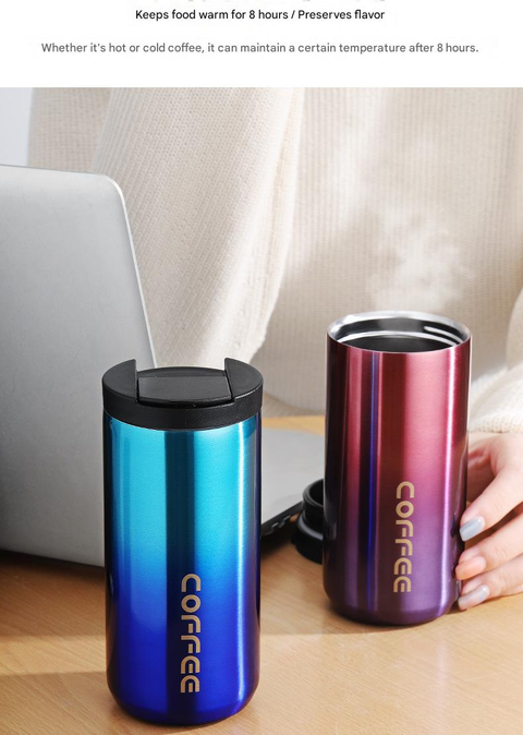 White Stainless Steel Coffee Mug 500ml Vacuum Insulated Travel Cup 8 Hours Heat Retention Leak-Proof Lid 304 Food-Grade Steel Portable Office Car Tumbler Reusable Gift Cup