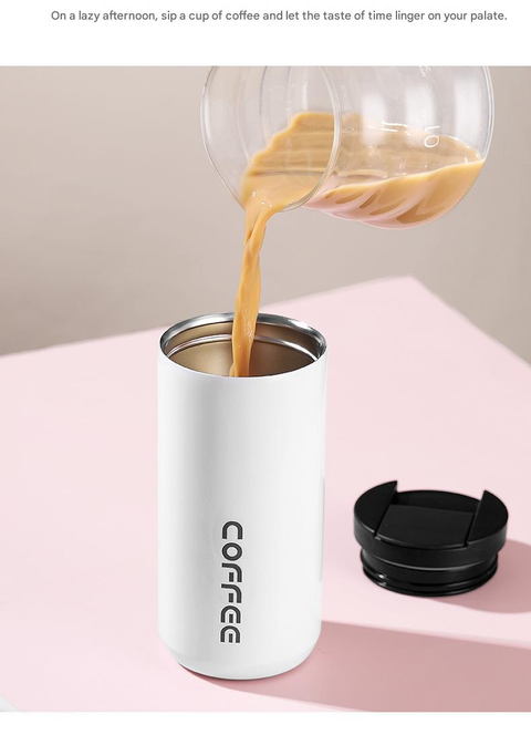 Gradient Blue Stainless Steel Coffee Mug 500ml Vacuum Insulated Travel Cup 8 Hours Heat Retention Leak-Proof Lid 304 Food-Grade Steel Portable Office Car Tumbler Reusable Gift Cup