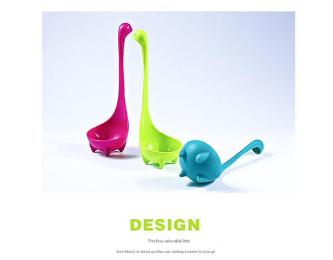 Green Nessie Ladle Loch Ness Monster Soup Spoon Cute Dinosaur Shaped Standing Ladle Food-Grade Nylon Kitchen Utensil  Handle Heat Resistant 0-120C Funny Cooking Gadget Gift for Home Cooks