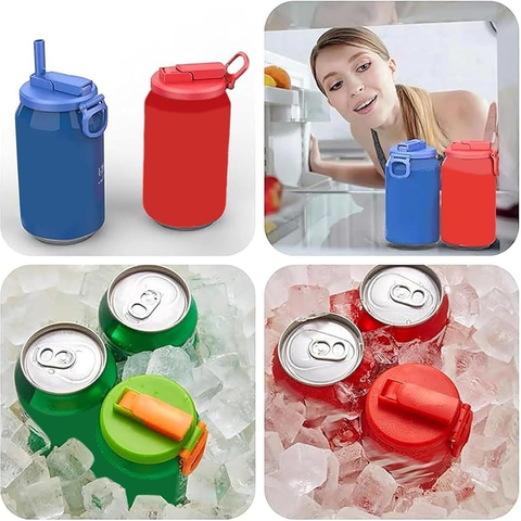 4-piece(Purple and Grey and Green and Blue) Reusable Soda Can Lid with Straw and Carrying Handle - Spill-Proof Plastic Can Cover for Standard 2.13 Inch Cans, Portable Beverage Protector with Flip-Top Design, BPA-Free Drink Can Converter for Outdoor Partie