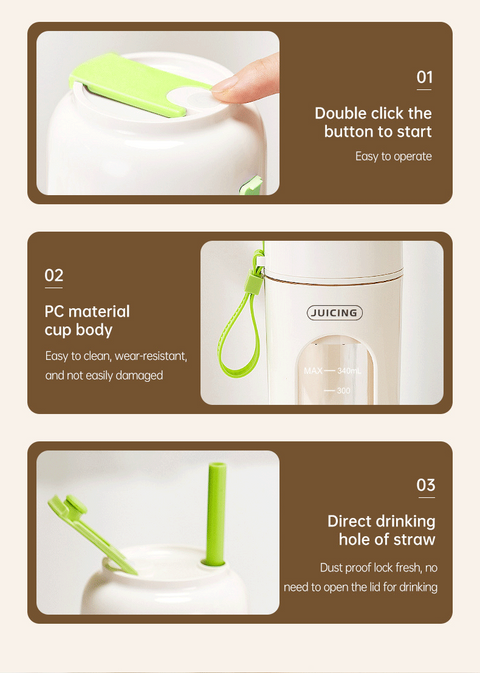 Green Portable Wireless Juicer Blender Cup - 350ml USB Rechargeable Personal Smoothie Maker with 12-Blade System, 40S Fast Extraction, BPA-Free Travel Juicing Cup for Home Office Gym Outdoor