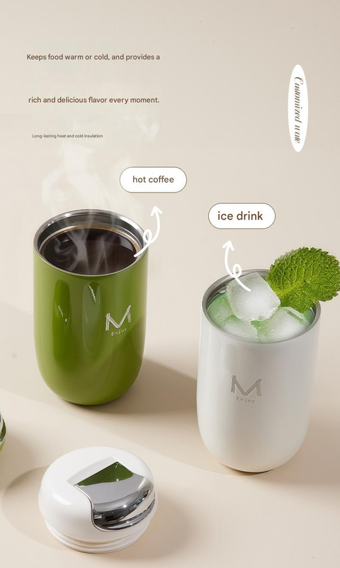 Blue Premium 316 Stainless Steel Coffee Tumbler - 350ml Vacuum Insulated Travel Mug with Sip Lid, Leak-Proof Egg Shape Design, Hot & Cold Beverage Cup for Office Commute Outdoor Gift