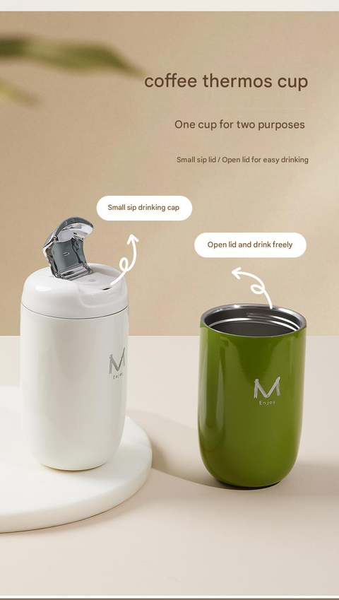 Black Gift Box Set Premium 316 Stainless Steel Coffee Tumbler - 350ml Vacuum Insulated Travel Mug with Sip Lid, Leak-Proof Egg Shape Design, Hot & Cold Beverage Cup for Office Commute Outdoor Gift