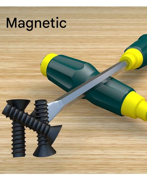 2-piece Green One 4-inch Phillips screwdriver and one 4-inch flathead screwdriver  Impact-Resistant Magnetic Screwdriver with Through-Tang Shaft — Chrome Vanadium Steel Bit, Ergonomic Non-Slip Handle — Ideal for Automotive Repair, Machinery Maintenance, F