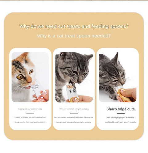 4-piece Beige and Pink and Green and Purple- Cat Treat Spoon for Wet Food & Paste - Extra-Long PP Handle, Food-Grade Squeeze Feeder with Anti-Spill Bowl, Easy One-Handed Operation for Cats