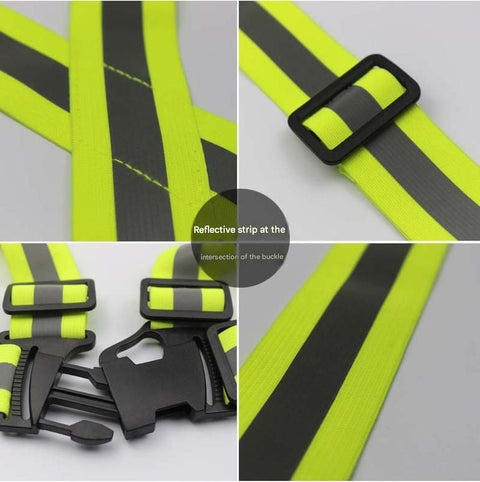 Pink Adjustable Reflective Safety Vest - High Visibility Elastic Straps for Night Running, Cycling & Construction, Lightweight Polyester Reflective Harness for Adults