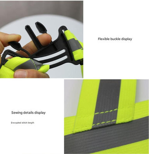 Purple Adjustable Reflective Safety Vest - High Visibility Elastic Straps for Night Running, Cycling & Construction, Lightweight Polyester Reflective Harness for Adults