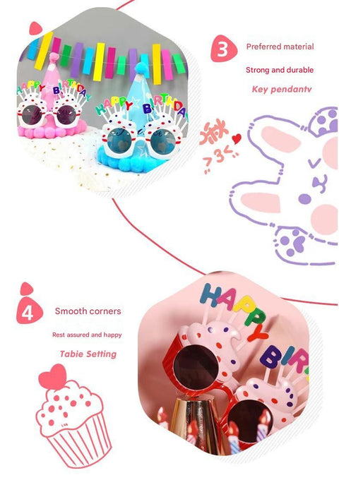 White Novelty Birthday Glasses - Fun Cake Design Party Props - Durable Plastic, Comfortable Fit, Unisex - Perfect for Kids and Adults Birthday Celebrations and Photo Booths