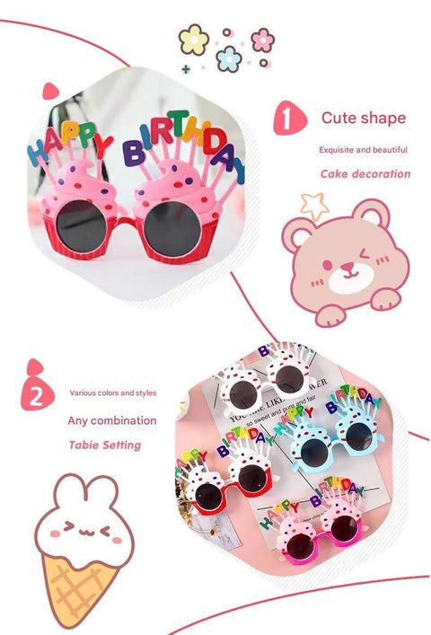 Pink Novelty Birthday Glasses - Fun Cake Design Party Props - Durable Plastic, Comfortable Fit, Unisex - Perfect for Kids and Adults Birthday Celebrations and Photo Booths