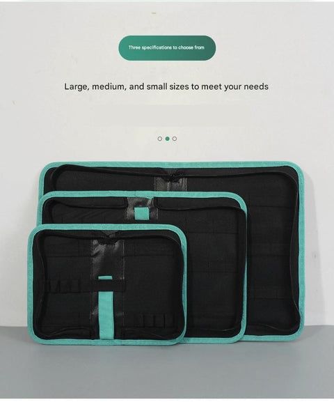 Medium Size Black Multi-Purpose Canvas Tool Bag - Durable Oxford Fabric with Zippered Compartments - Professional Organizer for Mechanics, Electricians, DIY Enthusiasts