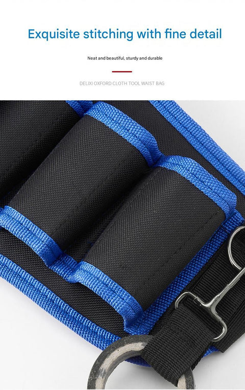 Red Professional Oxford Cloth Tool Waist Bag –Tool Belt, Multifunctional Work Belt, Men's Robust, Adjustable Tool Belt - Heavy-Duty 600D Waterproof for Electricians, Mechanics & Construction Workers