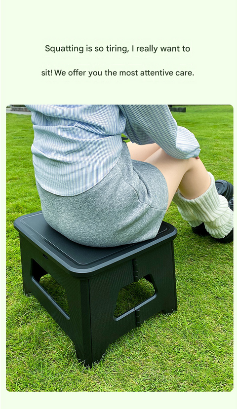 Black Small size Portable Folding Toilet Stool - PP Material - 100kg Load Capacity, Compact & Lightweight, Odor-Resistant Design, for Camping, Road Trips, Outdoor Emergencies, Travel-Friendly Solution
