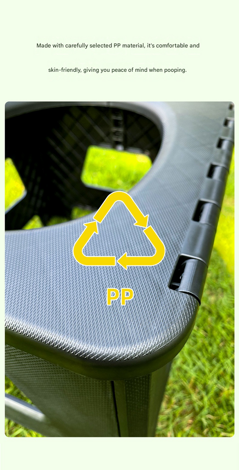 Black Small size Portable Folding Toilet Stool - PP Material - 100kg Load Capacity, Compact & Lightweight, Odor-Resistant Design, for Camping, Road Trips, Outdoor Emergencies, Travel-Friendly Solution