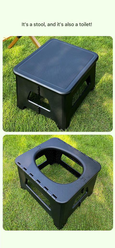 Gray Small size Portable Folding Toilet Stool - PP Material - 100kg Load Capacity, Compact & Lightweight, Odor-Resistant Design, for Camping, Road Trips, Outdoor Emergencies, Travel-Friendly Solution