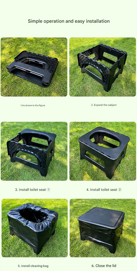 Gray Small size Portable Folding Toilet Stool - PP Material - 100kg Load Capacity, Compact & Lightweight, Odor-Resistant Design, for Camping, Road Trips, Outdoor Emergencies, Travel-Friendly Solution