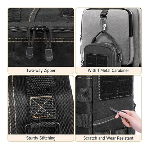 Heavy Duty Oxford Cloth Tool Bag - Portable Tactical Storage Pouch with Shoulder Strap, Multi-Function Loops, Zipper Pockets & Elastic Bands, Durable & Wear Resistant for Electricians, DIY, Camping, Auto Repair