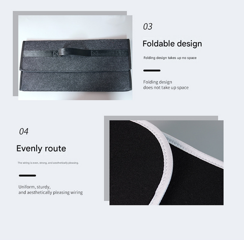 Dark gray Foldable Car Trunk Organizer - Durable Felt Storage Box with Magic Tape Closure, Portable Handle, Scratch Resistant, Space Saving Design for SUV, Sedan, Hatchback