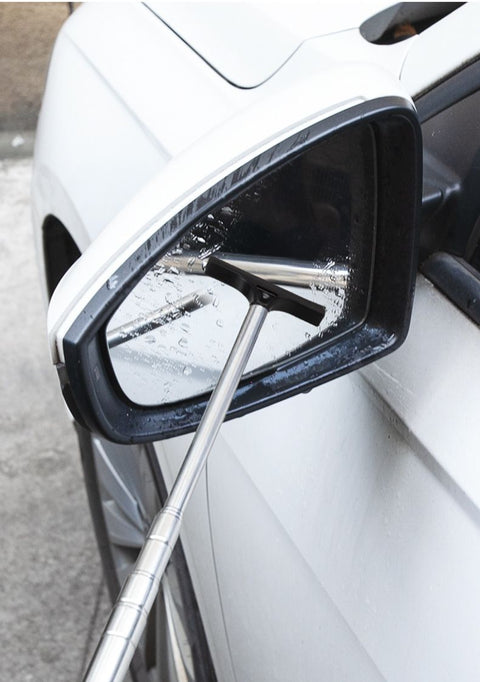 Pink Telescopic Car Mirror Wiper - ABS & Stainless Steel - 98cm Extendable, Defog & Rain Removal, Compact Car Cleaning Tool, Universal Fit, Travel Friendly