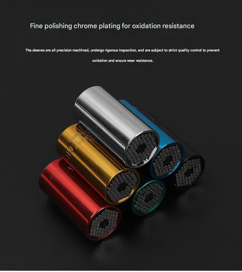Blue Universal Socket Set 7-19mm - Steel Construction - Multi-function Magic Socket, Colorful Design, Lightweight 130g, Compatible with Power Drills, Versatile Tool for Home & Auto Repair