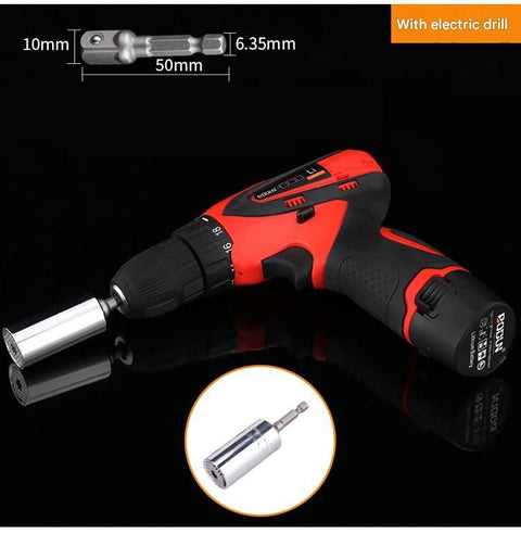 Red Universal Socket Set 7-19mm - Steel Construction - Multi-function Magic Socket, Colorful Design, Lightweight 130g, Compatible with Power Drills, Versatile Tool for Home & Auto Repair