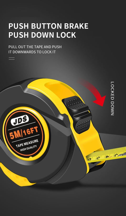5M Heavy Duty Steel Tape Measure -  Metric & Imperial Dual Scale - High Carbon Steel Blade, Anti-Slip ABS+TPR Casing, Push-Button Lock, Wear-Resistant for Construction & DIY