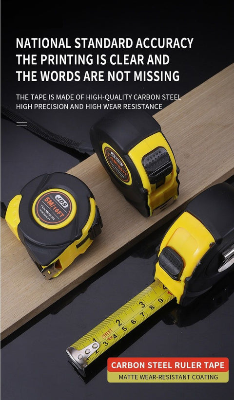 10M Heavy Duty Steel Tape Measure -  Metric & Imperial Dual Scale - High Carbon Steel Blade, Anti-Slip ABS+TPR Casing, Push-Button Lock, Wear-Resistant for Construction & DIY