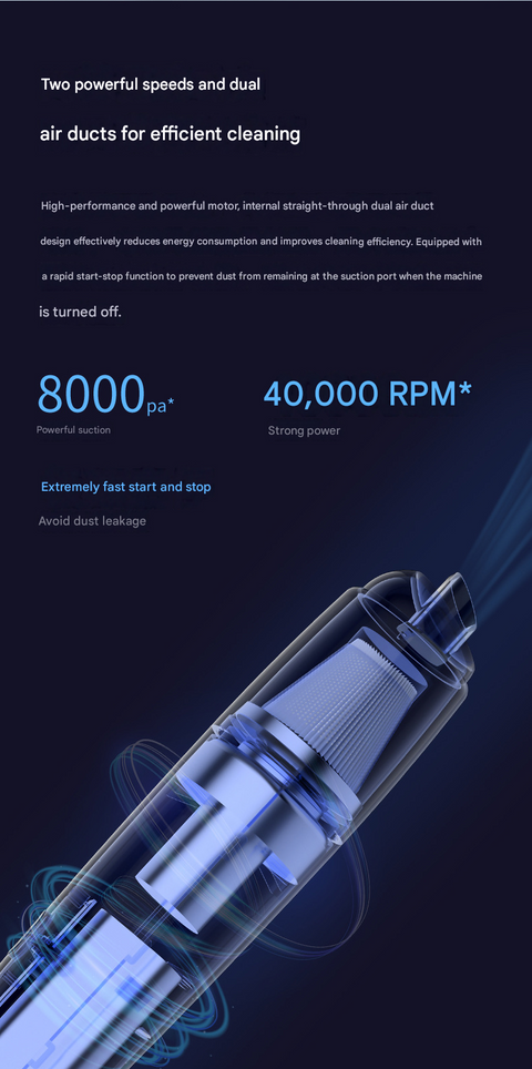 White Mini Portable Car Vacuum Cleaner - 120W Strong Suction, Handheld Wireless, Lightweight 300g, Wet and Dry Use, for Car Interior, Home, Office, and Travel