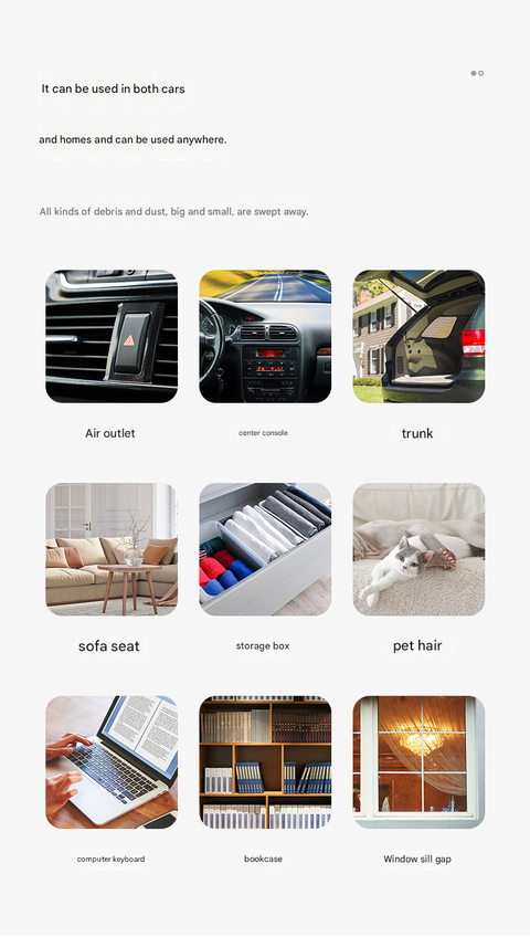 White Mini Portable Car Vacuum Cleaner - 120W Strong Suction, Handheld Wireless, Lightweight 300g, Wet and Dry Use, for Car Interior, Home, Office, and Travel
