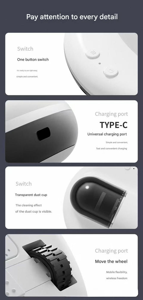 White Automatic Intelligent Walking Mite Removal Robot - UV Sterilisation, High Frequency Beating, Strong Suction, Wireless Rechargeable Bed Vacuum for Mattress, Sofa, Carpet, Pet Hair