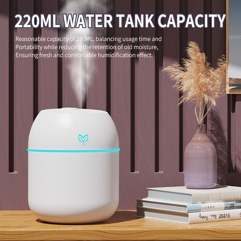 Pink Mini USB Humidifier Large Mist - Desktop Ultrasonic Air Humidifier with Colorful LED Light