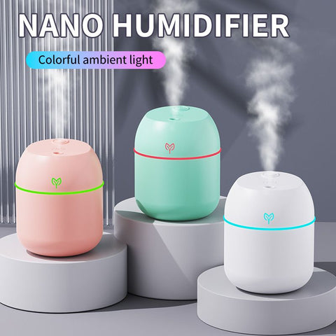 White Mini USB Humidifier Large Mist - Desktop Ultrasonic Air Humidifier with Colorful LED Light