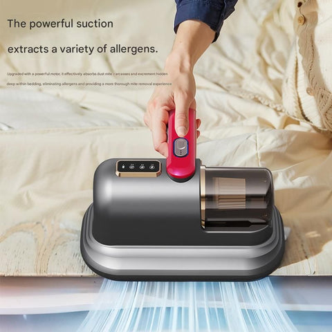 Pearl White Wireless Mite Vacuum Cleaner with UV Light - High Suction Handheld Bed Dust Mite Remover