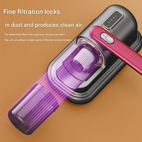 Blue-violet Wireless Mite Vacuum Cleaner with UV Light - High Suction Handheld Bed Dust Mite Remover