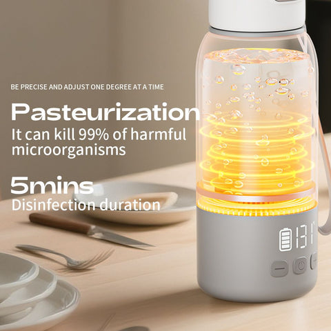 Green Portable Constant Temperature Electric Water Cup 450ml 100W Rechargeable Baby Formula Maker with 316 Stainless Steel