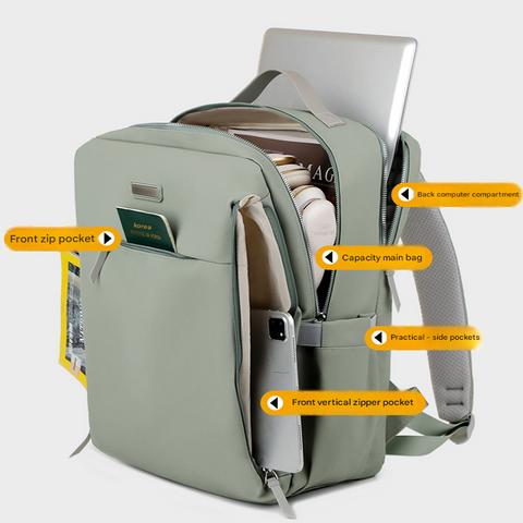 Dark grey Large Capacity Airbag Backpack Multi-Compartment Laptop Backpack Travel Business Bag