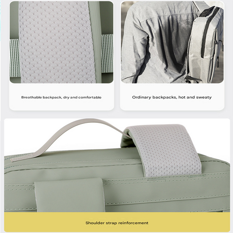 Green Large Capacity Airbag Backpack Multi-Compartment Laptop Backpack Travel Business Bag
