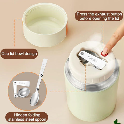 Blue 800ml Stainless Steel Thermal Stew Jar Portable Insulated Lunch Pot with Handle – Vacuum Insulated Soup Container(Retractable style)