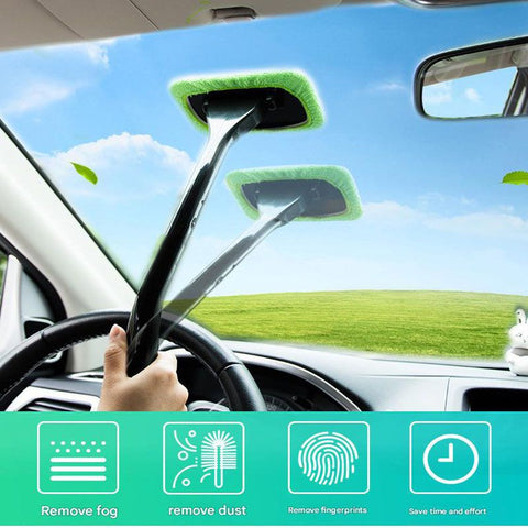 3-Piece Light blue Car Windshield Cleaning Brush Set Microfiber Defogging Wiper Tool Window Glass Cleaner