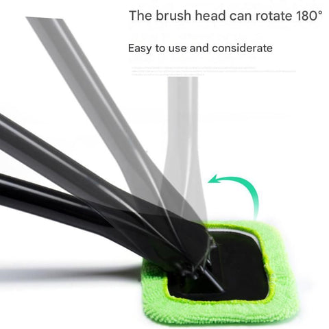 Light blue Car Windshield Cleaning Brush with 5 Replacement Microfiber Pads Defogging Wiper Tool Glass Cleaner