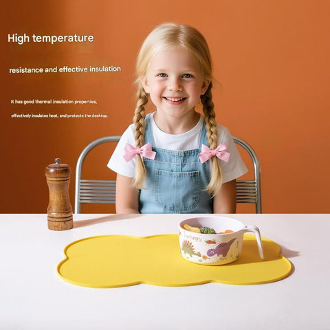 3-Piece Purple Silicone Placemat Set Cloud Shape Non-Slip Heat Resistant Kids Dining Mat