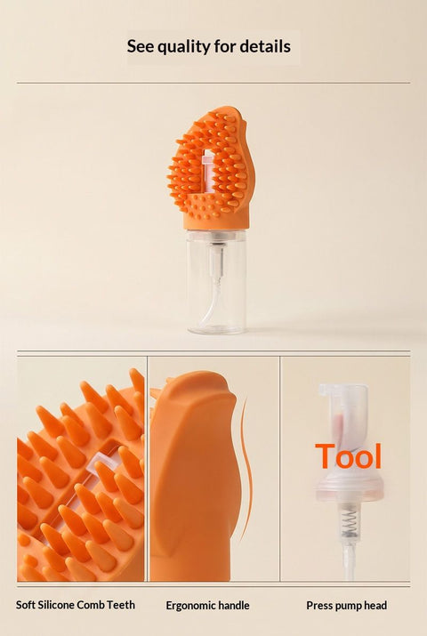Grey Pet Shampoo Brush Silicone Foaming Massage Comb Dog Cat Bathing Grooming Tool