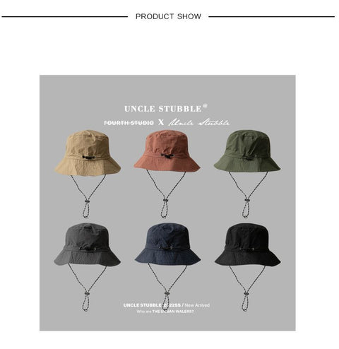 Khaki Packable Bucket Hat Unisex Wide Brim Foldable Sun Protection Hiking Travel Cap