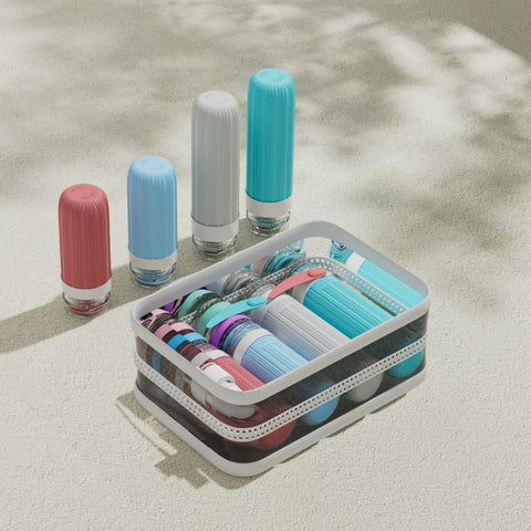Silicone Travel Toiletry Bottles Set Leakproof Squeeze Containers with Case(05)