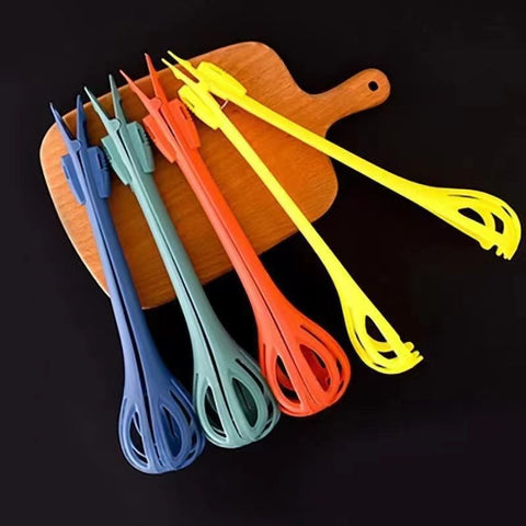 Red  2-Piece 3-in-1 Multi-Functional Egg Whisk & Food Tongs Set
