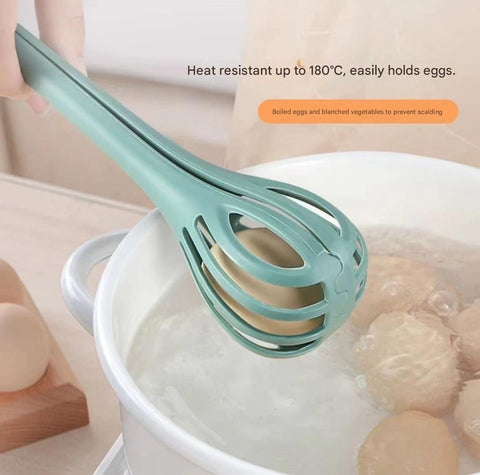 Yellow  2-Piece 3-in-1 Multi-Functional Egg Whisk & Food Tongs Set