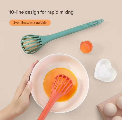 Green  2-Piece 3-in-1 Multi-Functional Egg Whisk & Food Tongs Set