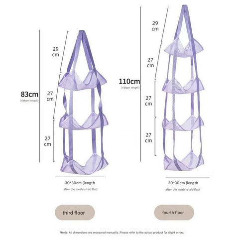 Purple 3-Layer + 4-Layer Hanging Mesh Storage Bag Set for Balls Toys and Sports Gear