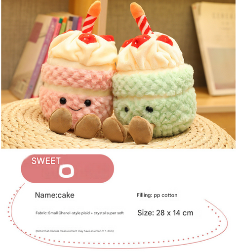 Khaki Cute Birthday Cake Plush Toy Strawberry Layered Cake Pillow Birthday Gift