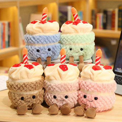 Khaki Cute Birthday Cake Plush Toy Strawberry Layered Cake Pillow Birthday Gift