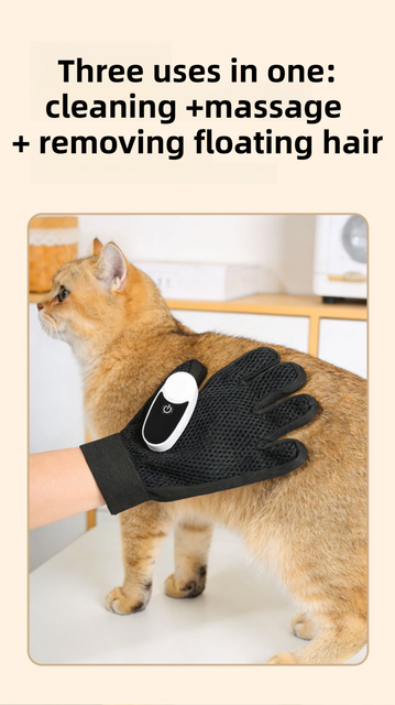 2PCS Black Blue Pet Grooming Spray Glove with Pink & Black Detachable Typec Mister - TPR Soft Deshedding & Massage Brush Glove for Cats and Dogs, Anti Static Spray to Reduce Flying Fur and Easy to Clean